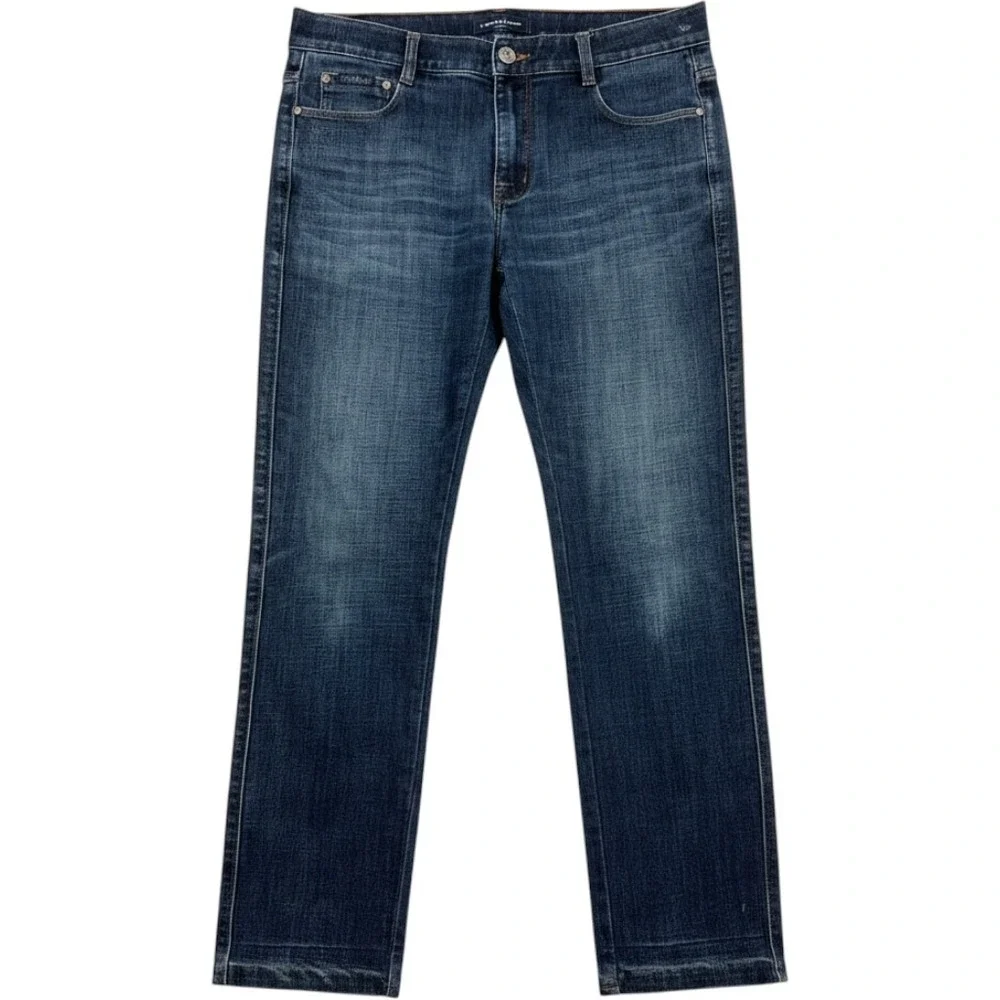 Armani Jeans Straight Leg Jeans Mens 34x28 Dark Indigo Blue Denim Classic Italy